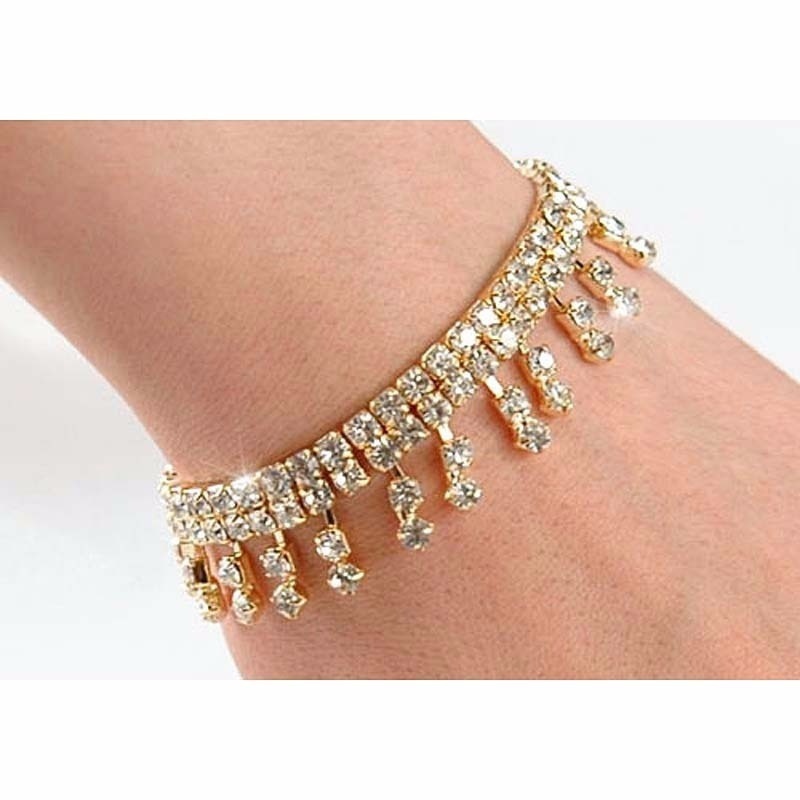

New Shiny Crystal Rhinestone BraceletsWedding Engagement Bohemia Style Simple Ethnic Tassel Bracelets Factory Direct Sales