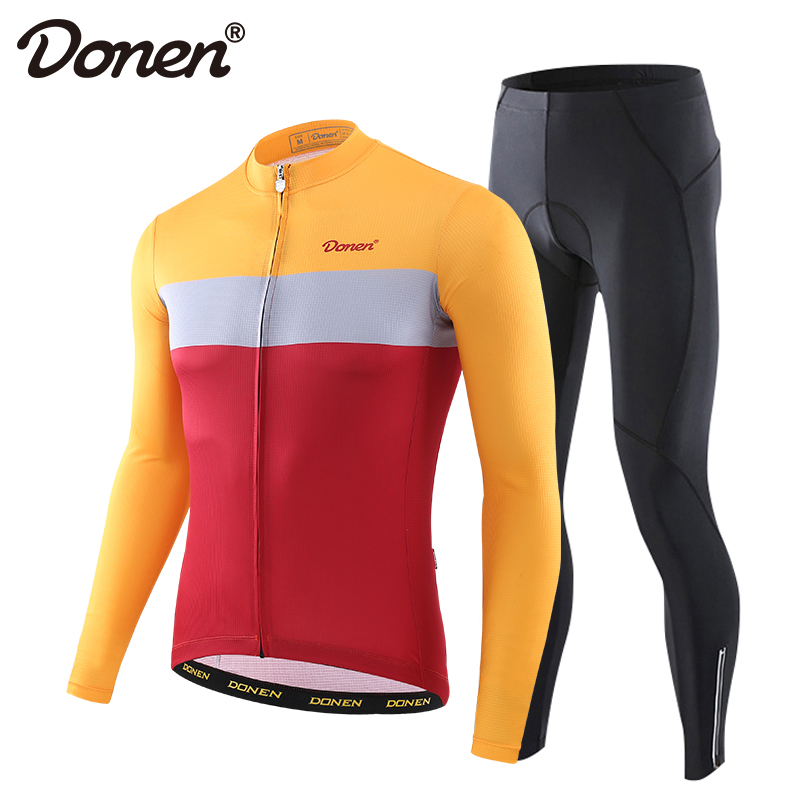 

DONEN New Autumn Spring Road Cycling Jersey Men Long Sleeve Mountain Racing Bicycle Clothing Maillot Ropa Ciclismo Hombre, Red