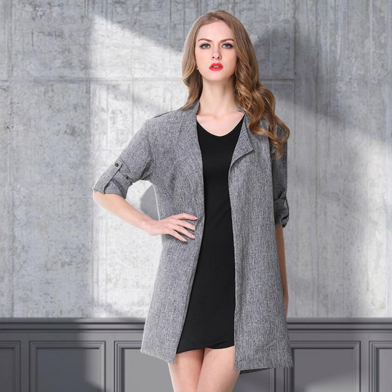 

Spring Fall Cardigan Trench Women's Clothing Plus Size Long Coats Long Sleeve Open Stitch Elegant Trench Coat TA8159, No1