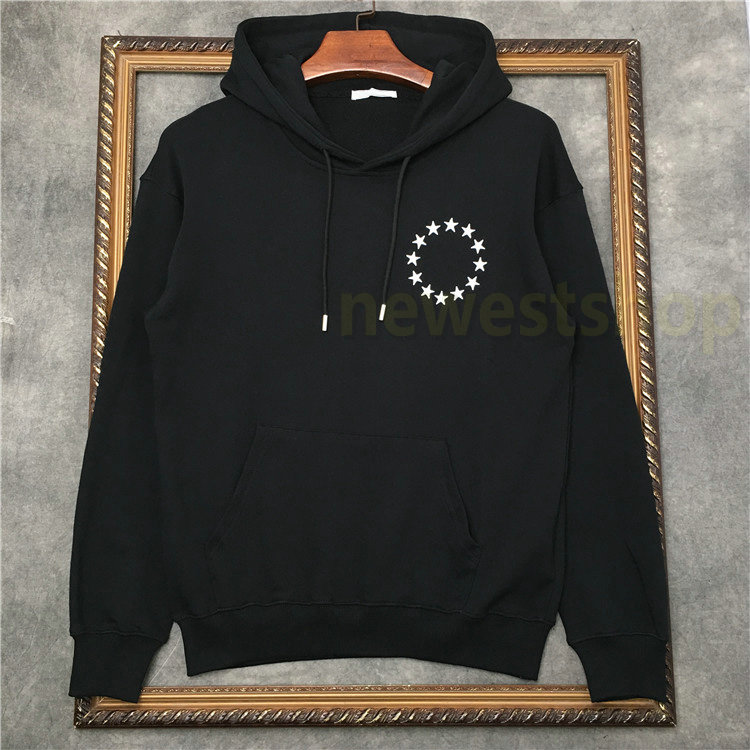 

Autumn Europe hoodies Mens Embroidered star print Sweatshirts Fashion hoodys men Cotton hoody Unisex Sweatshirt Jumpers, Black
