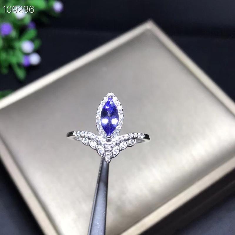 

Natural tanzanite ring, fashionable, gem quality, deep color, 925 silver, customizable size number