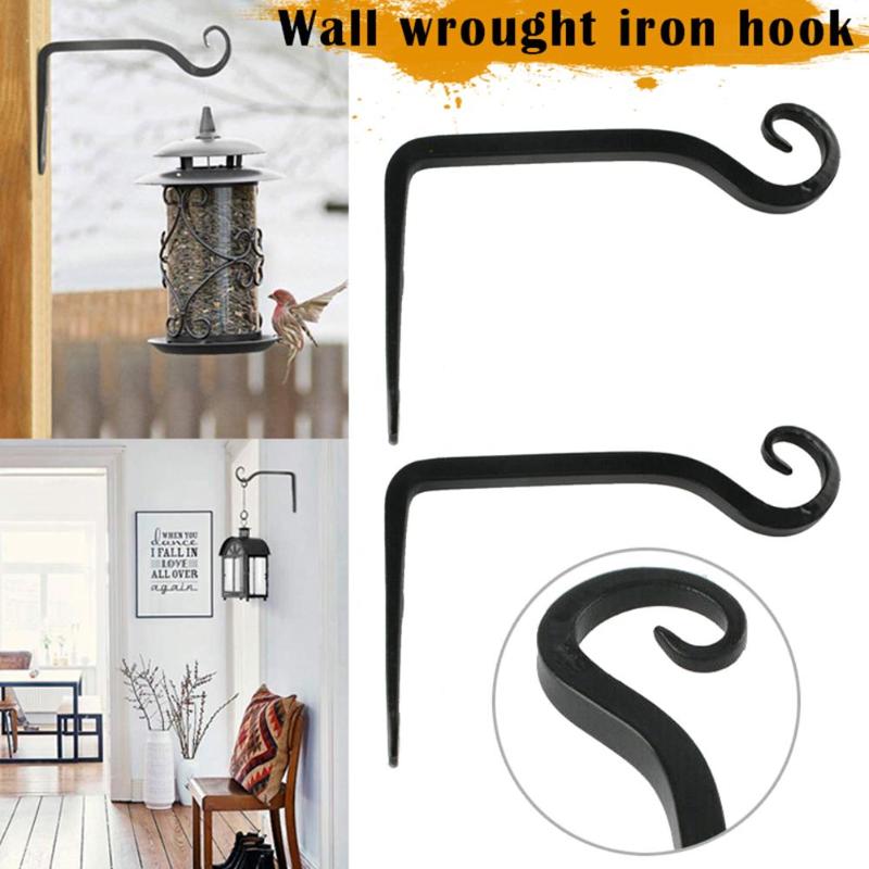 

2Pcs 5.67 Inch Simple Multifunctional Iron Hook Wall Mounted Bending Hanging Lantern Coat Hooks Garden Flower Pot Hanger