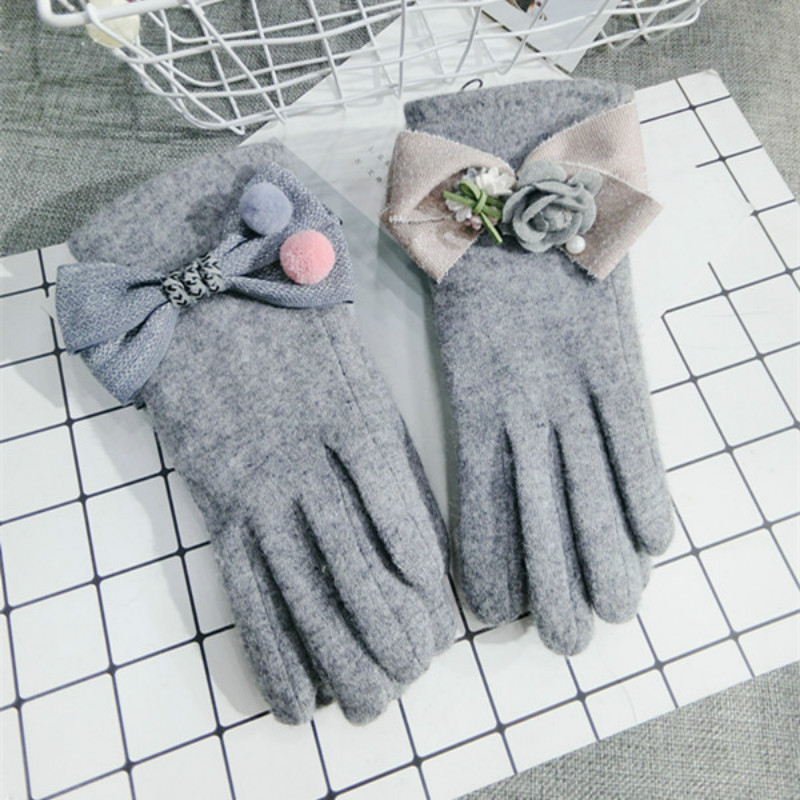 

new women gray Cashmere winter Gloves Mittens