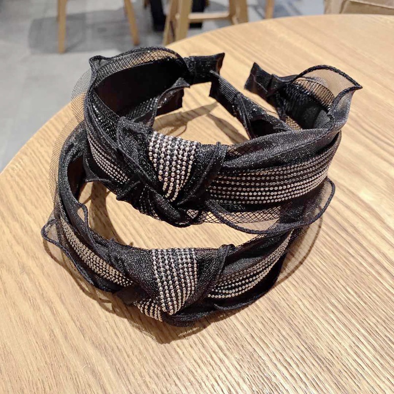 

Korea Knotted Rhinestone Crystal Black Hairbands Hair Accessories Hairband for Girls Sparkling Headbands For Women