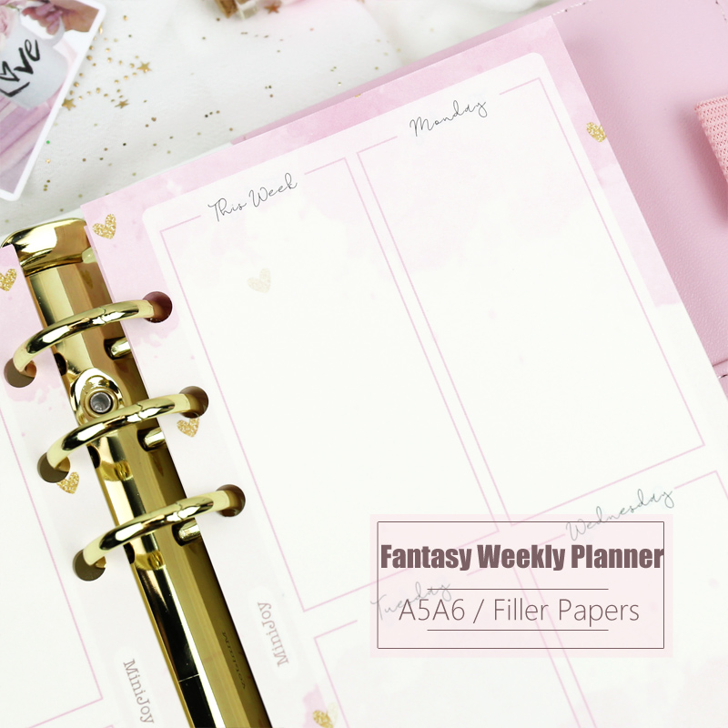 

MyPretties Fantasy Weekly Planner Refill Papers 40 Sheets A5 A6 Filler Papers for 6 Hole Binder Organizer Notebook