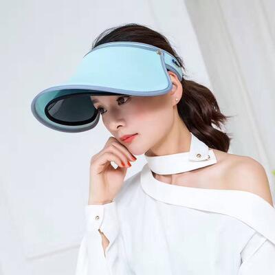 

Summer Sun Protection Ultraviolet Polarized Sun Visor Hats For Women Outdoor Travel Fishing Biking Cover Face Hat Female Cap, Blue