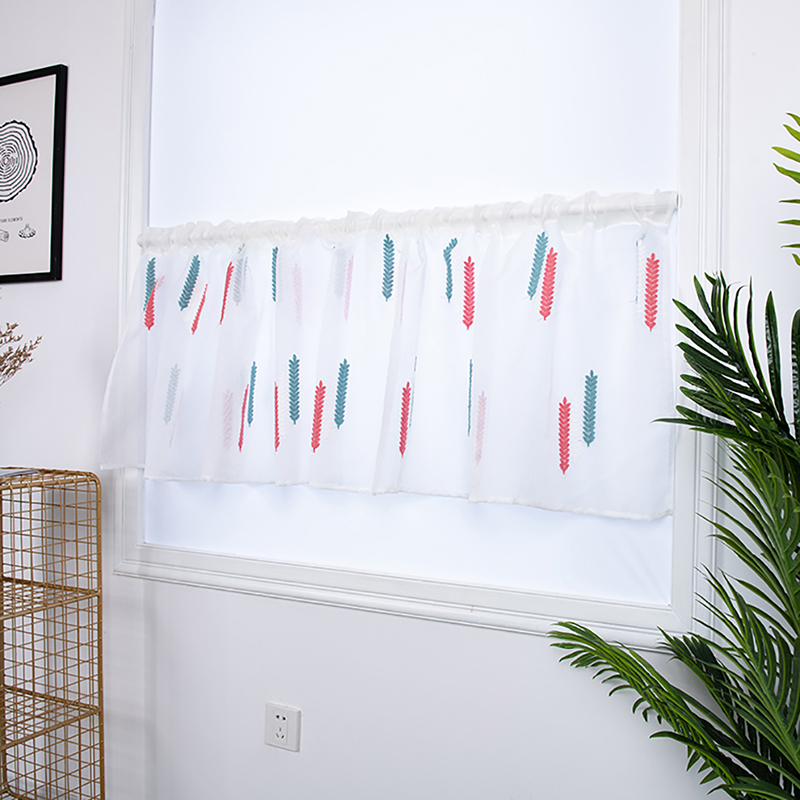 

Embroidered Wheat Short Curtain Valance Pelmet Voile Curtain For Living Room Bedroom Kitchen Window Blinds Gordijnen, Yellow and gray