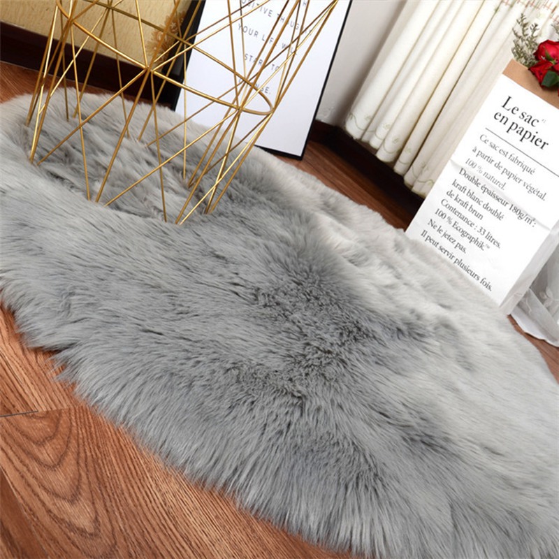 

30*30CM Soft Artificial Sheepskin Rug Chair Cover Bedroom Mat Artificial Wool Warm Hairy Carpet Seat Textil Fur Area Rugs, Gy