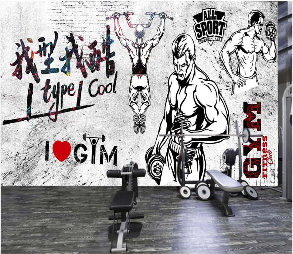 

custom photo wallpaper 3d mural on the wall Retro nostalgic style cool fitness brick wall home decor wallpaper in the living room, Non-woven wallpaper
