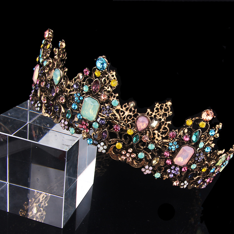 

Elegant Retro Bride Crown Tiaras Wedding Bridal Headband Colorful Tiara For Women Party Crowns Wedding Hair Accessories HG232