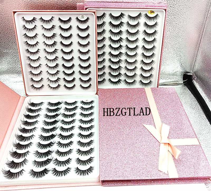 

HBZGTLAD new 20 pairs Wispy Fluffy natural long false eyelashes makeup 3d mink lashes Stage Makeup eyelash extension for beauty