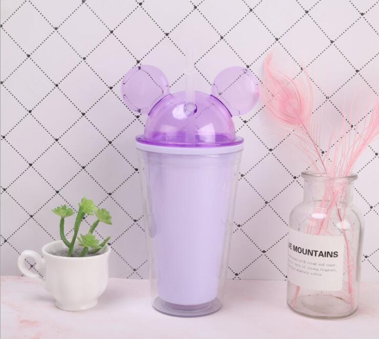 

Mouse Ear Tumbler Cartoon Mug Transparent Cup Double Walled Acrylic Dome Sublimation Tumbler Portable Multi Colors Bottle