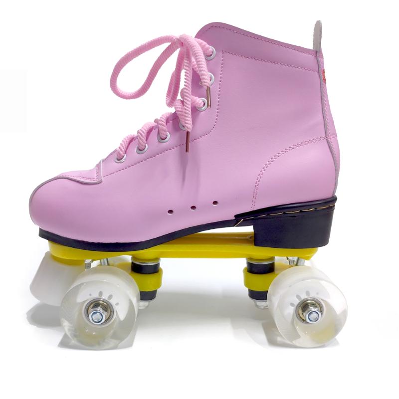 

Pink Color Artificial Roller Skates Professional Adult Skating Shoes Sliding Free Skate Size 35-44 With PU Wheel