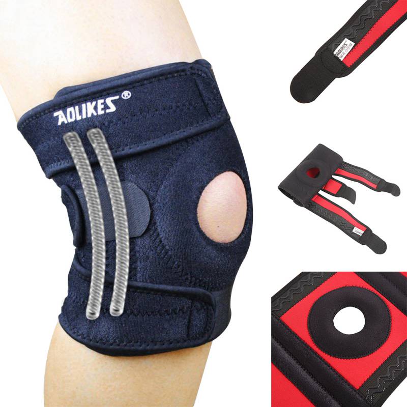 

1 Pcs Breathable Knee pads with 4 Springs Support Silica gel Brace Protect Adjustable Patella Cycling/Running Knee Protector Pad