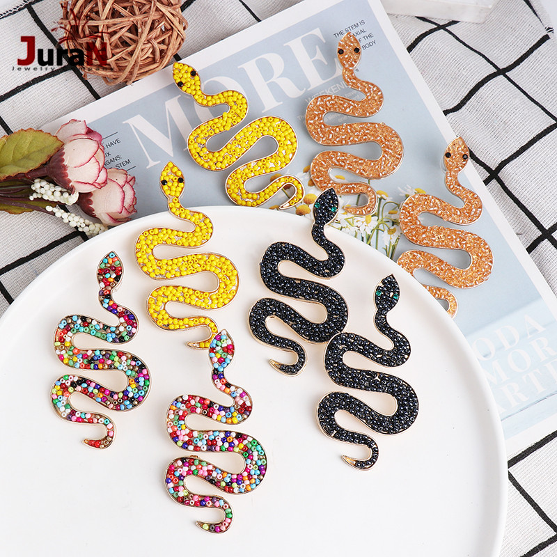 

Dangle & Chandelier JURAN Punk Long Beaded Snake Earrings For Women Jewelry European Ear Accessories Handmade Womens Yellow Drop Earings Gir
