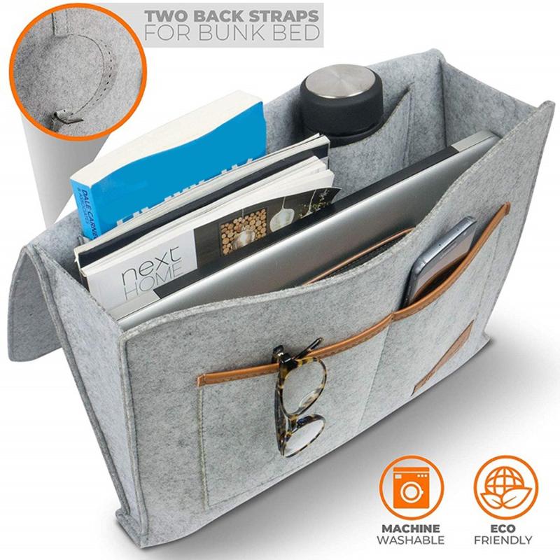 

Aelicy Felt Bedside Storage Organizer Bed Desk Bag Sofa TV Remote Control Hanging Storage Organizer Bed Holder Pockets 1211, Gy