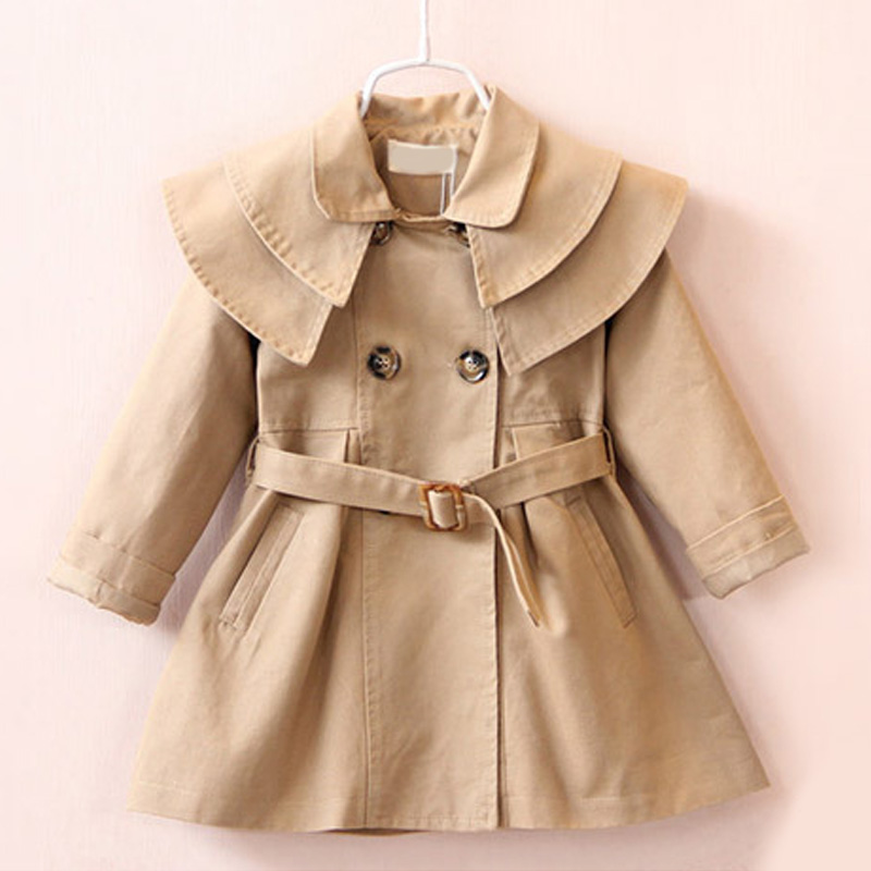 

Toddler Girls Autumn Children Trench Long Sleeve Turn-down Collar Fashion Trench Coats Kids Solid Outerwear with Sashes Costume, Az2432gray