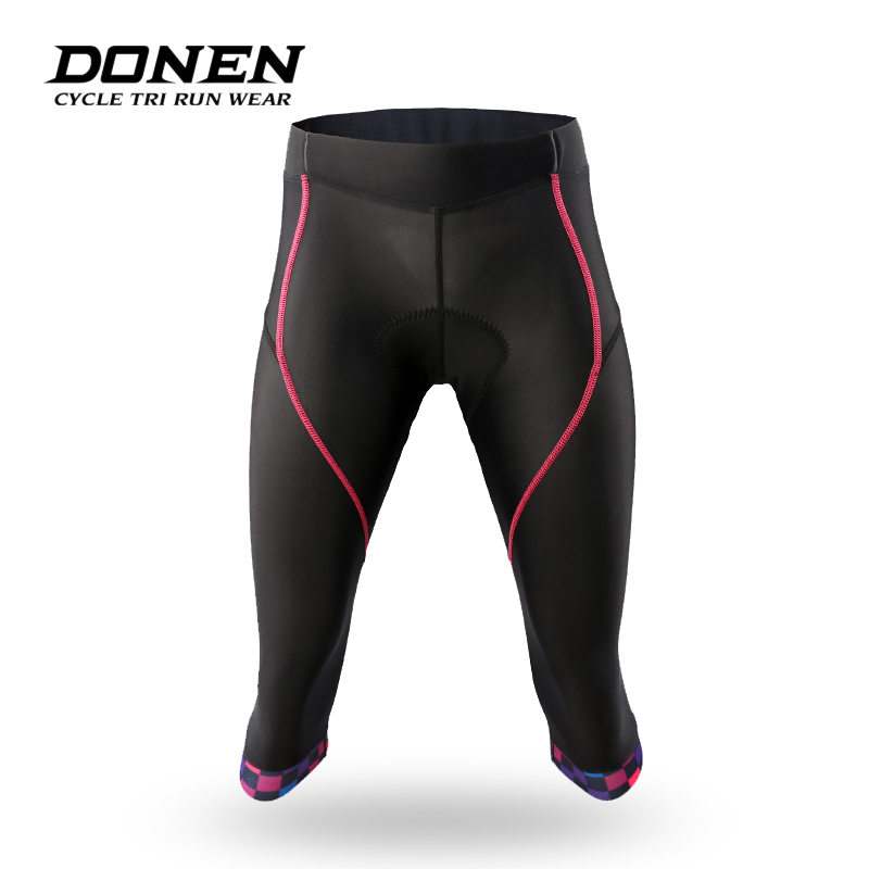 

DONEN Summer Quick Dry Cycling Cropped Pants With 6D TPI Pad/ Lycra Bicycle Pants Women Cycling Black Ropa Ciclismo