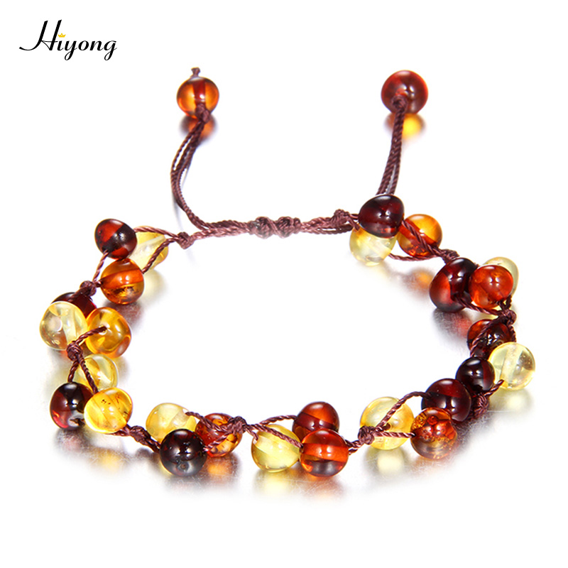 

Natural Ambers Teething Bracelets Anklets Adjustable braided Handmade Original Baltic Ambers Beads Jewelry For Baby Adult Gift