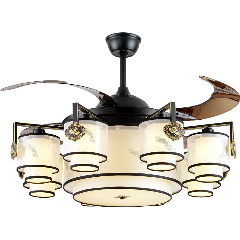 

Fan lamp ceiling fan lamp new Chinese style ceiling antique invisible electric LED household bedroom