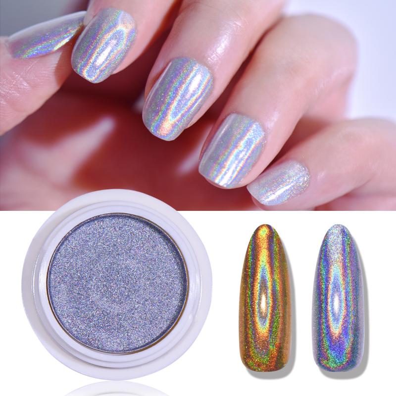 

Beautybigbang Holographics Powder Glitter Nails Solid State Silver Polishing Chrome Pigments Nail Art Decorations Laser Dazzling