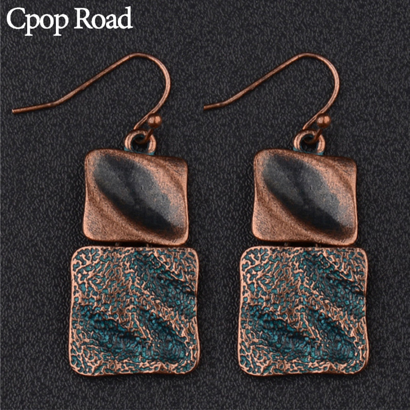 

Cpop New Boho Vintage Earrings Bronze Geometric Statement Ethnic Earrings Women Jewelry Hot Sale Accessories Gift Wholesale 2020