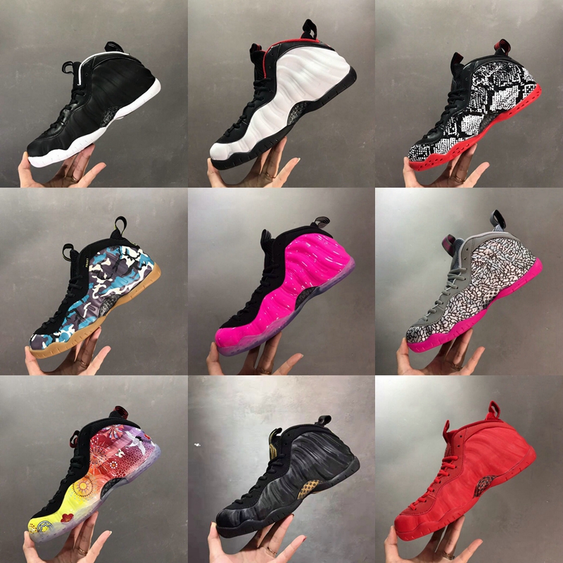 

2020 New Penny Hardaway Foam One Pro Bright Crimson Volt Mens Basketball Shoes Fuchsia Grey Pink Cement spray Vandalized Sports Sneakers, 15