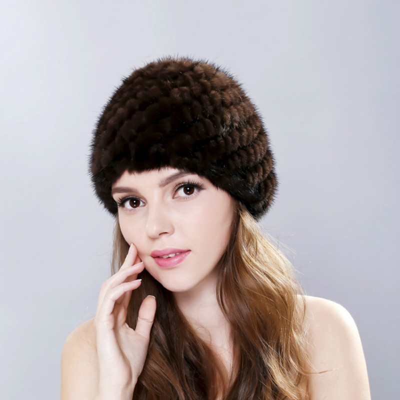 

Women Thicken Beanies Hat Winter Ladies Warm Pineapple Skullies Cap Female Solid Color High Fashion Knitted Caps H7075, Brown