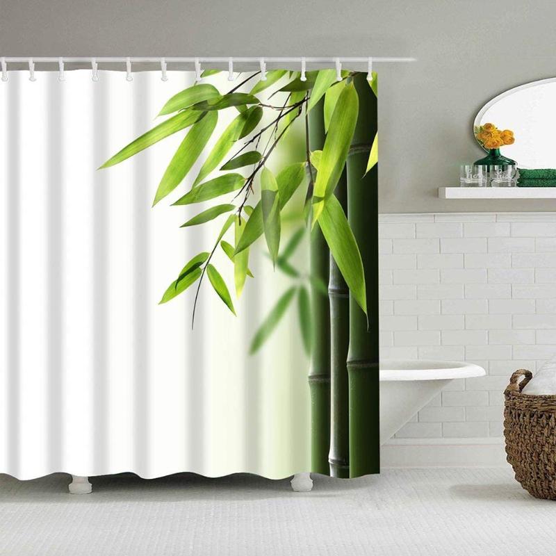 

Plant Shower Curtain Green Bamboo Decor Shower Curtain Set Bathroom Decor Waterproof