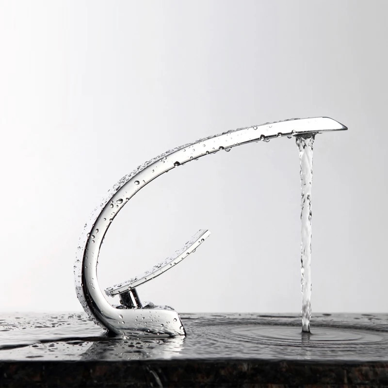 

Creative Design Brushed Gold Basin Faucet Washing Basin Mixer Deck Mounted Cold and Hot Bathroom Faucet