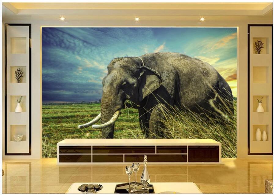 

3d wall murals wallpaper custom photo mural African savannah elephant at dusk living room home decor 3d wall murals for walls 3 d, Non-woven