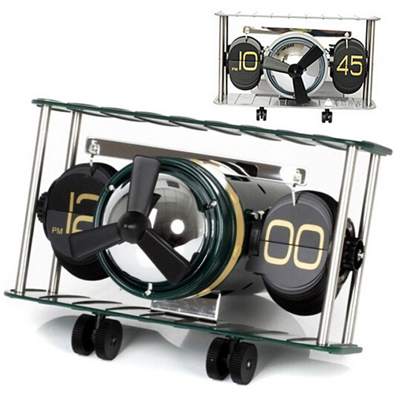 

Creative Aircraft Head Automatic Flip Clock Desk Table Down Page Internal Gear Operated Clock Europe Table Home Decor LA23