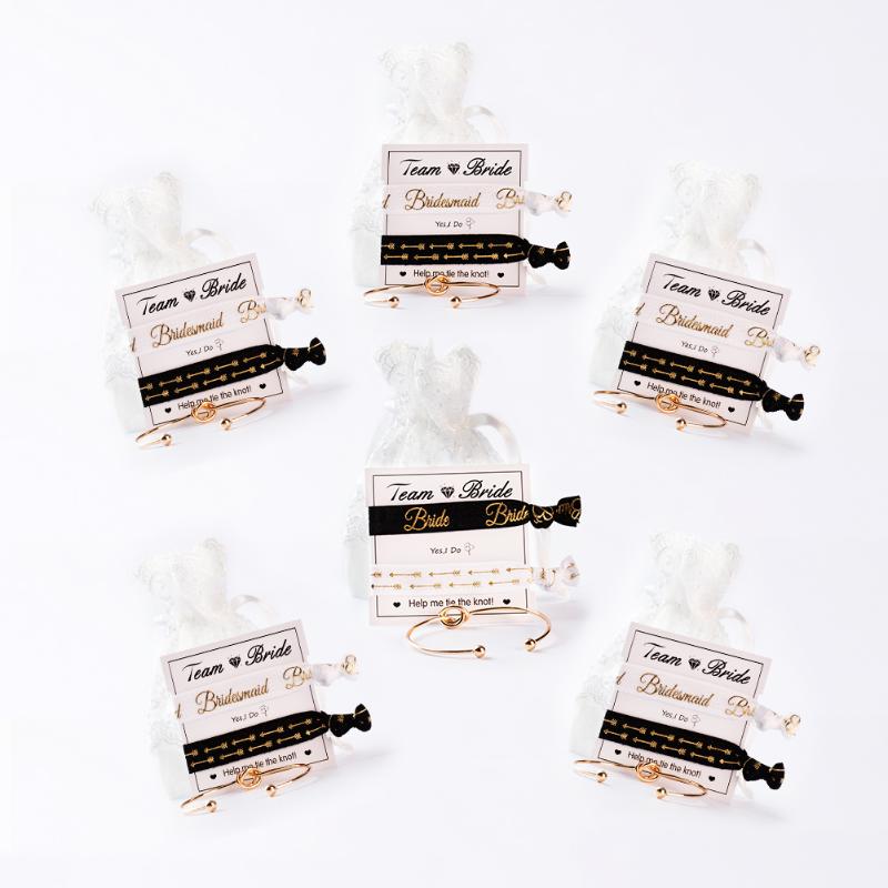 

Bridesmaid Bracelets Bride Tribe Hair Tie gift for bridal wedding shower