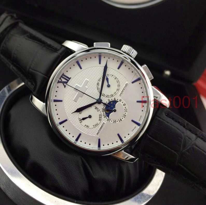 

Brown Leather Top Fashion Mechanical Mens designer Stainless Steel Automatic Movement Watch Sports men Self-wind Wristwatches