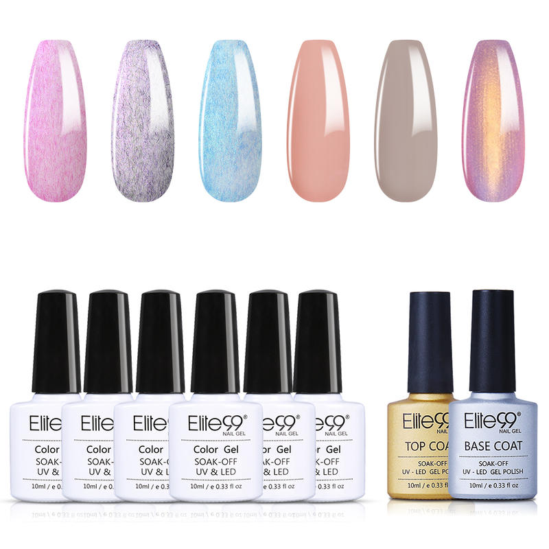 

Elite99 8pcs Nail Kit Nail Gel Polish Set 10ml Vernis Semi Permanent Polish Base Top Coat For Manicure Art Decorations
