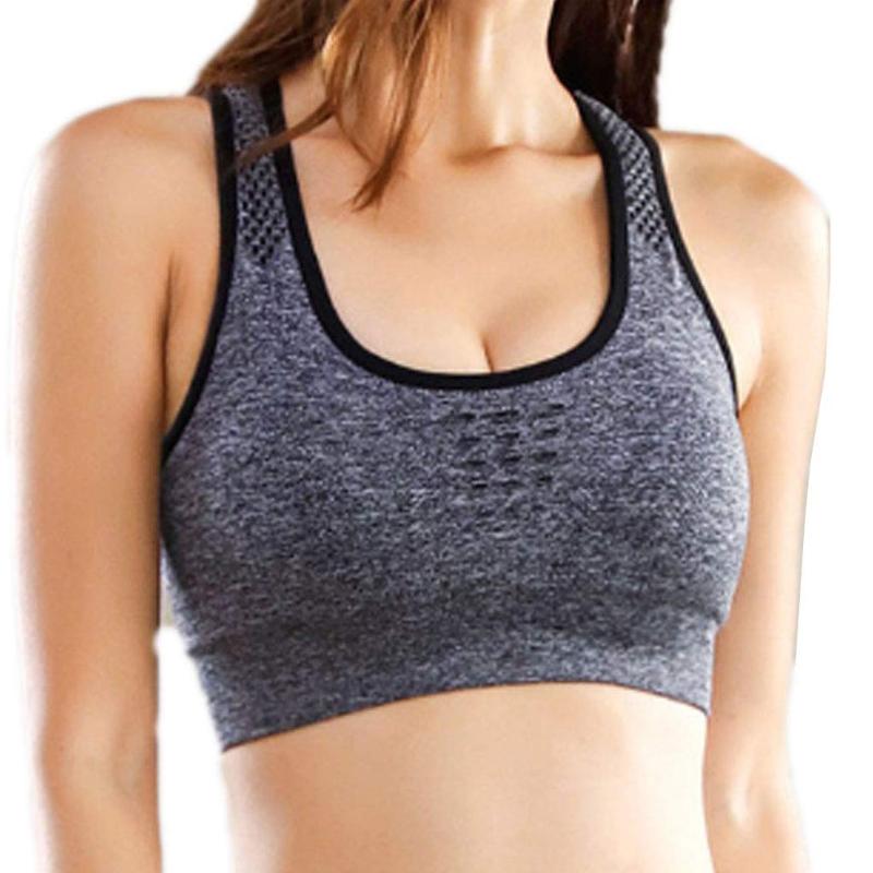 

High Elasticity Shockproof Fashion Sweat Wicking Running Breathable Seamless Jogging Wire Free Women Sports Bra Yoga Underwear, Cameo brown