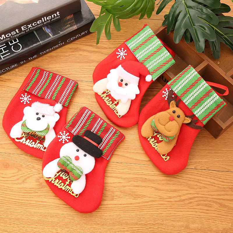

4 PCS Mini Christmas Stockings Gift & Treat Bag, for Favors and Decorating
