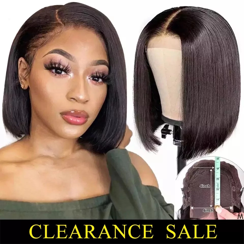 

virgin hair 4x4 Lace Closure bob Wig Straight Wigs PrePlucked With Baby Hair Brazilian Indian Malaysian hair wigs tiffany, Black;brown