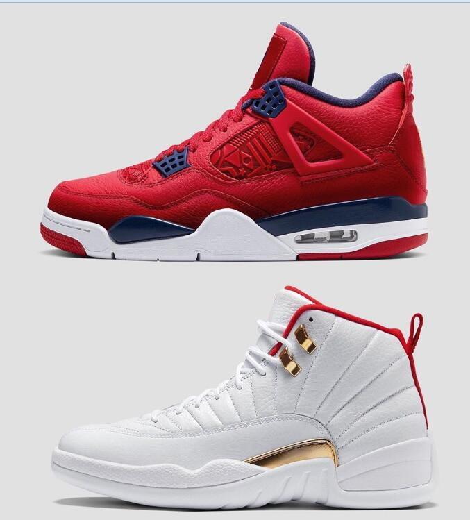 

2019 New Jumpman Se Fiba 4 12 Men Basketball Shoes Top Quality Brand 4s 12s Mens Sports Designer Sneakers Gym Red Shoe Size 7 -13, Black