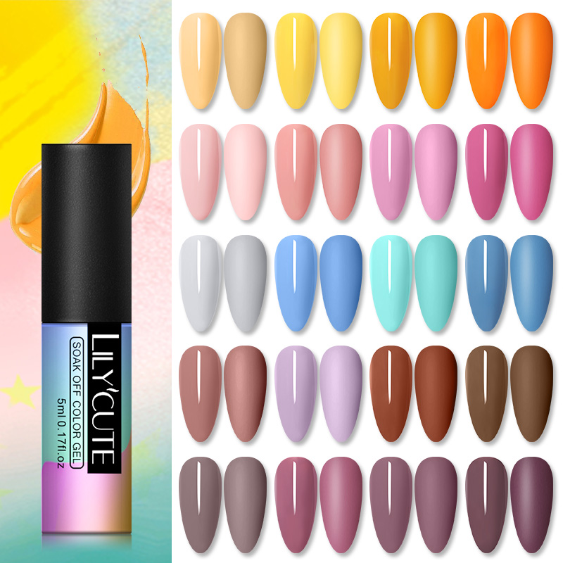 

LILYCUTE 5ml Spring Summer Gel Nail Polish For Semi Permanent Nail Varnish Top Coat UV LED Gel Varnish Soak Off Art, 132