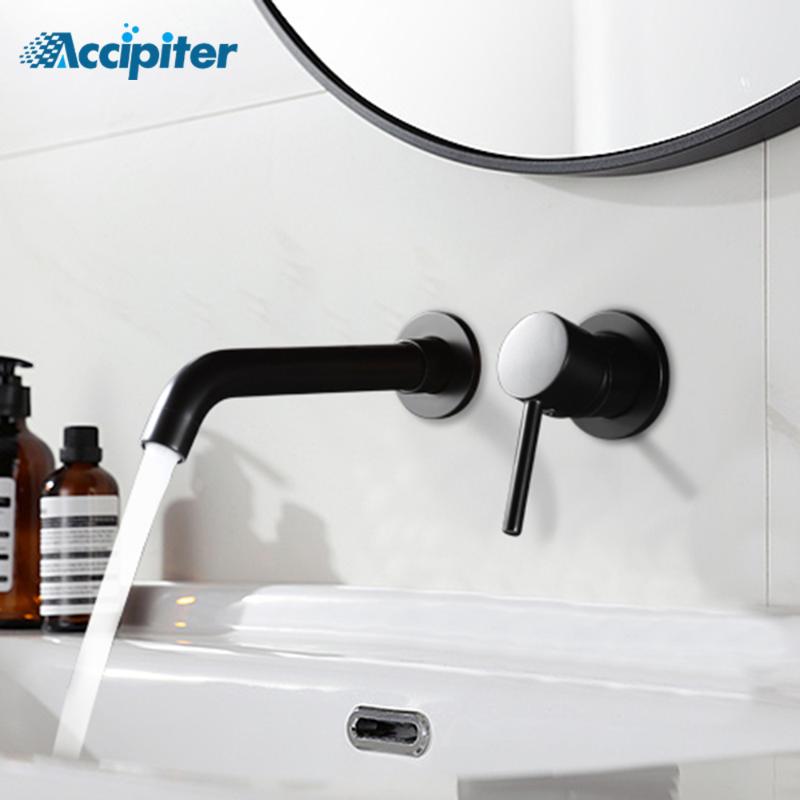 

Bathroom Basin Faucets Water Tap Bathroom Sink Faucets Wall Mount Brass Tap MaBlack Modern Faucet