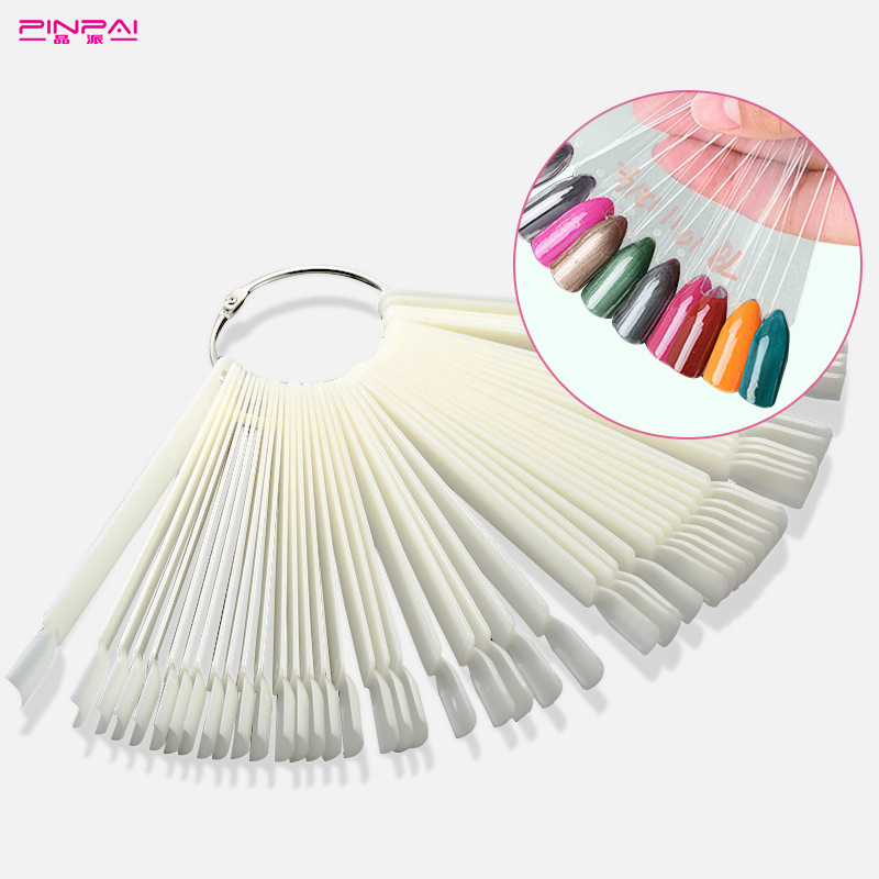 

Manicure Show Swatches 50 PCs Fan-shaped with Iron Hoop Nail Swatches Color Version Color Card Bag, Iron hoop 50 pcs transparent swatches