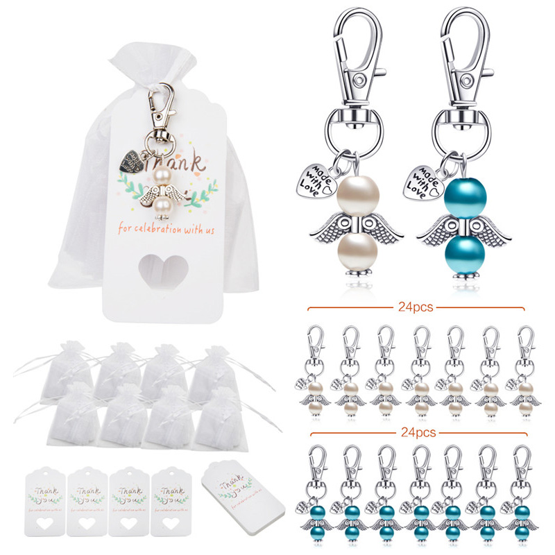 

48 Baptism Sets Favor Souvenir Favors Guardian Wedding Angels + Bags + Baptism Gift Pendants