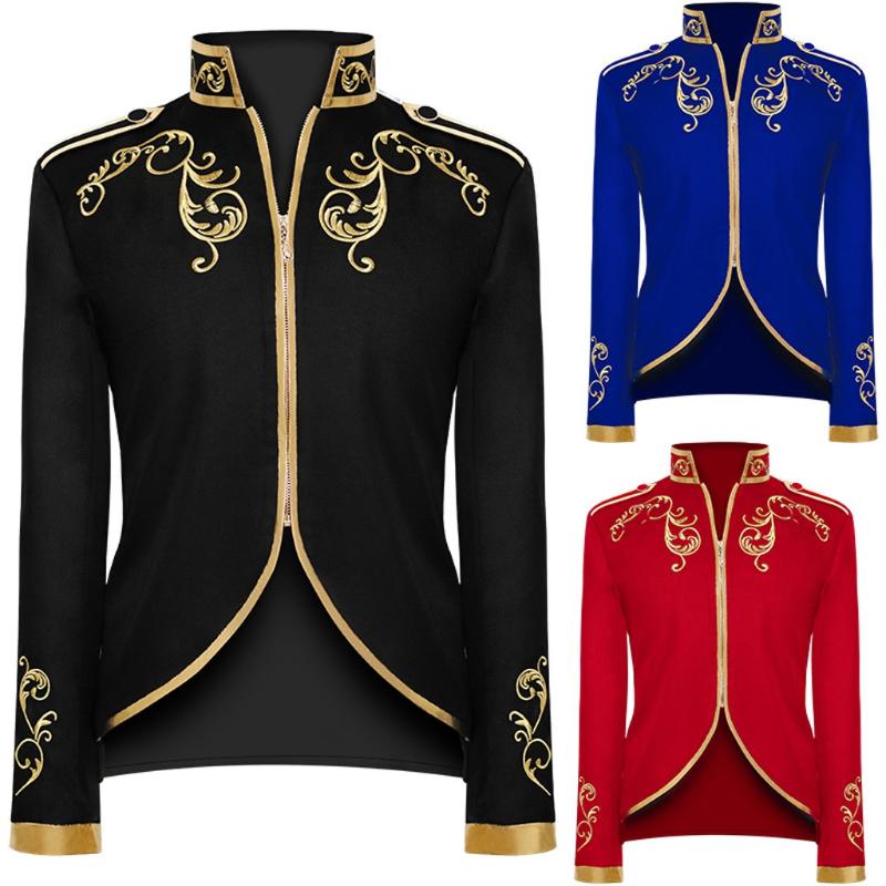 

Men Winter Warm Vintage Long Sleeve Embroidery Tailcoat Jacket Suit Outwear Coat Sleeve Loose Button Up Hip-hop Personality Casu, Black