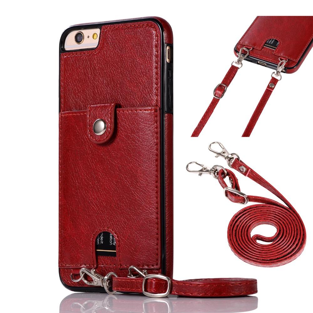 

New Luxury Vintage PU Leather Back Case for iPhone 11 Pro Max Xs Max XR X Wallet Card Case for iPhone 6 6S 7 8 Plus Case With Strap
