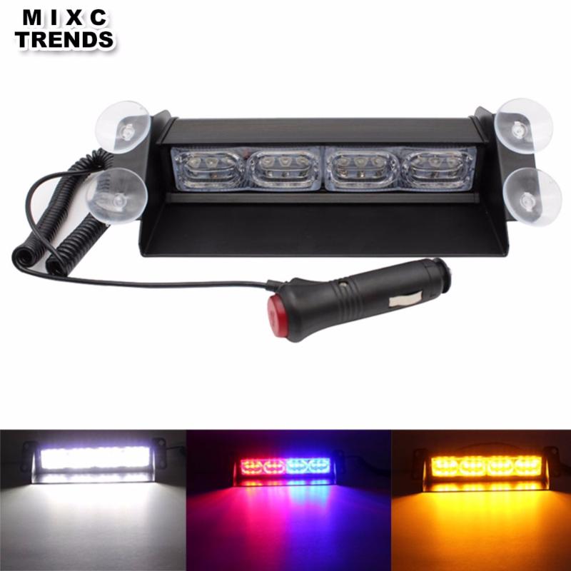 

12LED Red/Blue Yellow Blue Car Strobe Flash Light 12W Dash windshield Emergency Warning 3 Flashing Fog Lights with Sucker, As pic