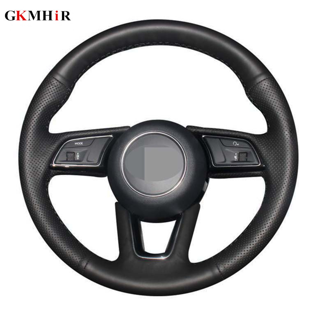 

Car Steering Wheel Cover For Audi A4 (B9) Avant A5 (F5) Q2 A1 (8X) Sportback A3 (8V) DIY Black Genuine Leather