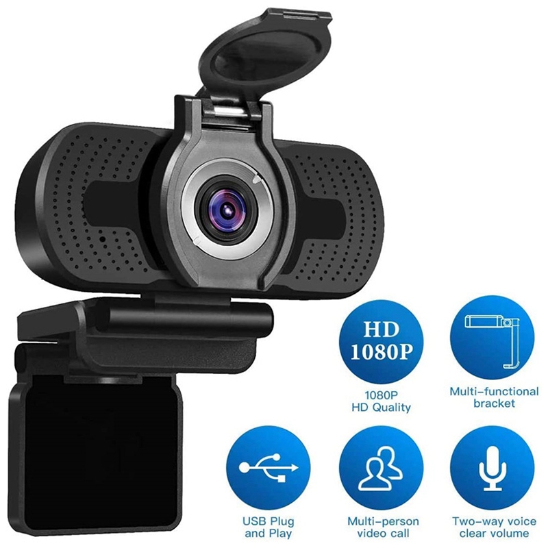 

HD 1080P Computer Camera with Dust Cover Webcam for Webcast Video Conference Webcam Full HD Camara for PC Laptop