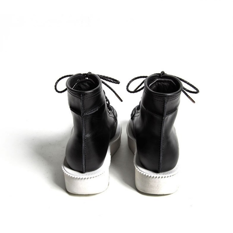 

Brand Men Runway High Top Platform Shoes Lace up Med Heels Ankle Boots Man Casual Sneakers Genuine Leather Shoes