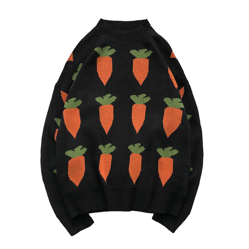 

Sweater Men's Loose Trend Round Neck Sweater Casual Bottoming Shirt Autumn and Winter Sets of Sweaters Man Pullovers, Black